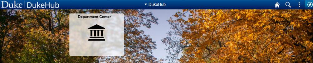 Screenshot of the DukeHub homepage with the Department Center tile shown.