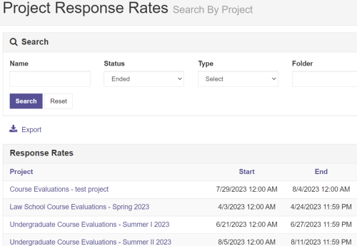 Screenshot of the Watermark Response Rate search function.