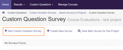 Screenshot of Watermark with button Add Custom Question Survey highlighted